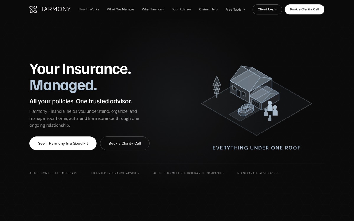 The Harmony Financial website