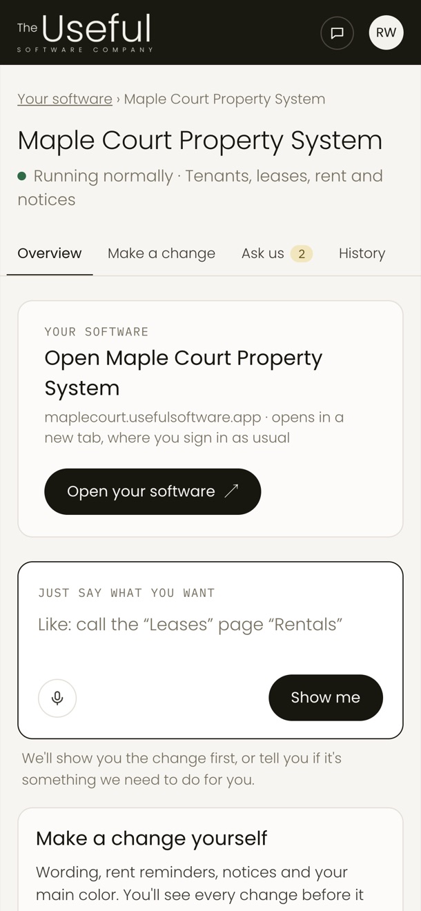 The same page on a phone