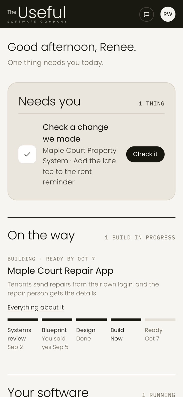 The same home page on a phone